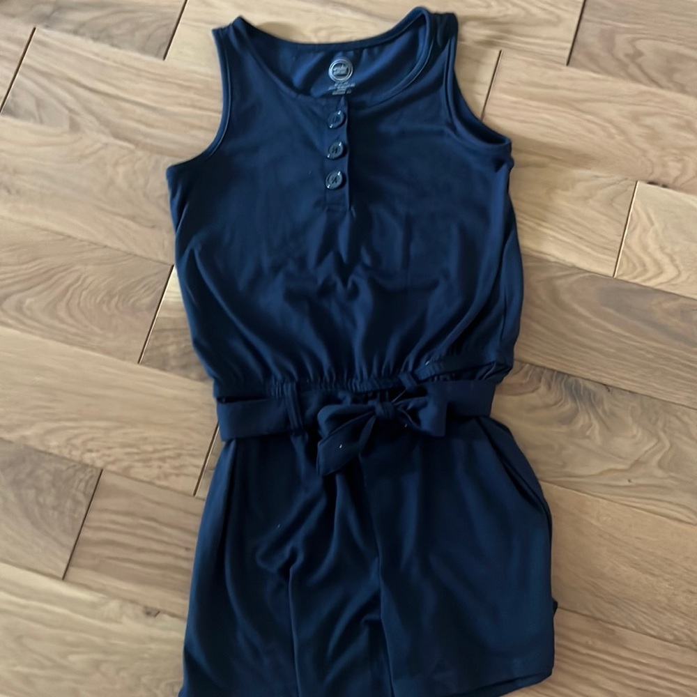 Girls navy blue one piece romper (8-10)